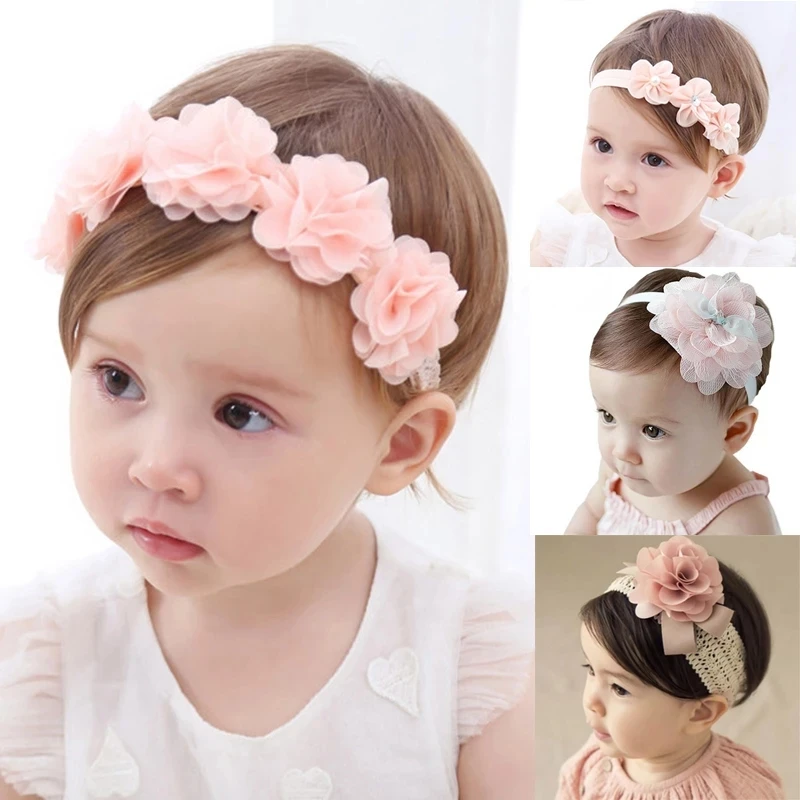 Diadema de flores para bebé, cintas para el pelo, bebés de lazos para niña, turbante para recién accesorios para el cabello para bebé - AliExpress Madre y niños