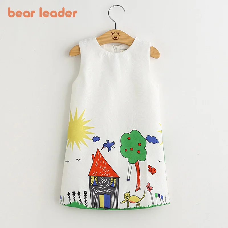 Girls Dresses Spring Graffiti Bear Leader New-Brand for 3-8Y