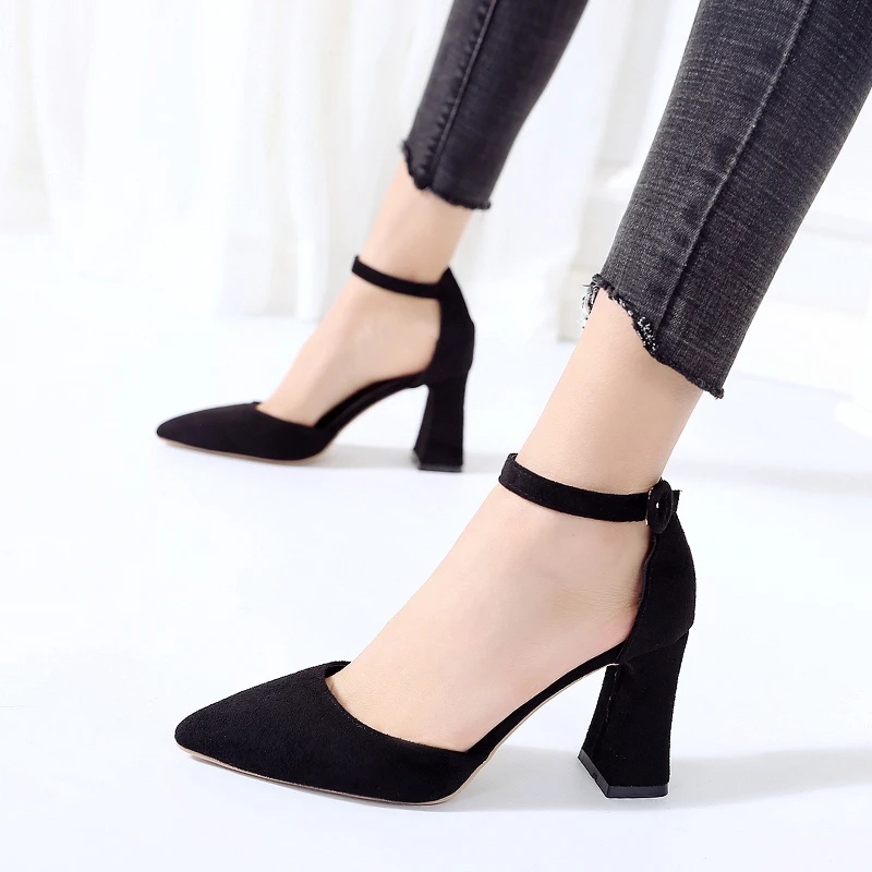 HOT SummerSandalias Femeninas High Heels Flock Pointed Sandals Sexy Female Summer Shoes Mujer Zapatos Mujer Pumps 2021