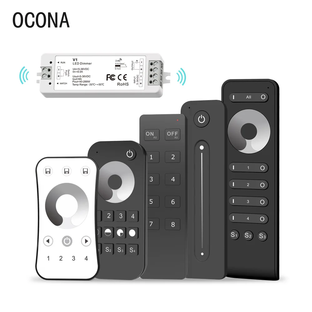 2.4G Wireless LED Controller Dimmer 8A High Power Room Decoration Brightness Adjustment Dimmable Remote For LED Strip 5V~36V