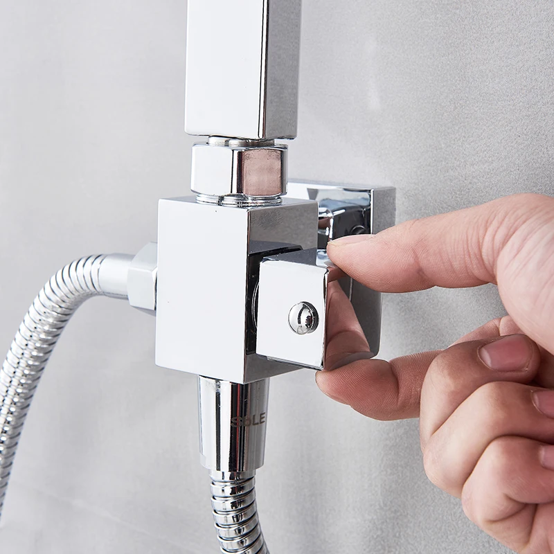 Chrome Black Bath Shower Wall Mount Rainfall Shower With Handheld 2-way Switch Bathroom System