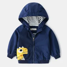 Новинка, летне-Осенняя детская куртка с капюшоном "Динозаврик" куртки Повседневное пальто на молнии для девочек, детская верхняя одежда/пальто От 2 до 7 лет, куртки для мальчиков