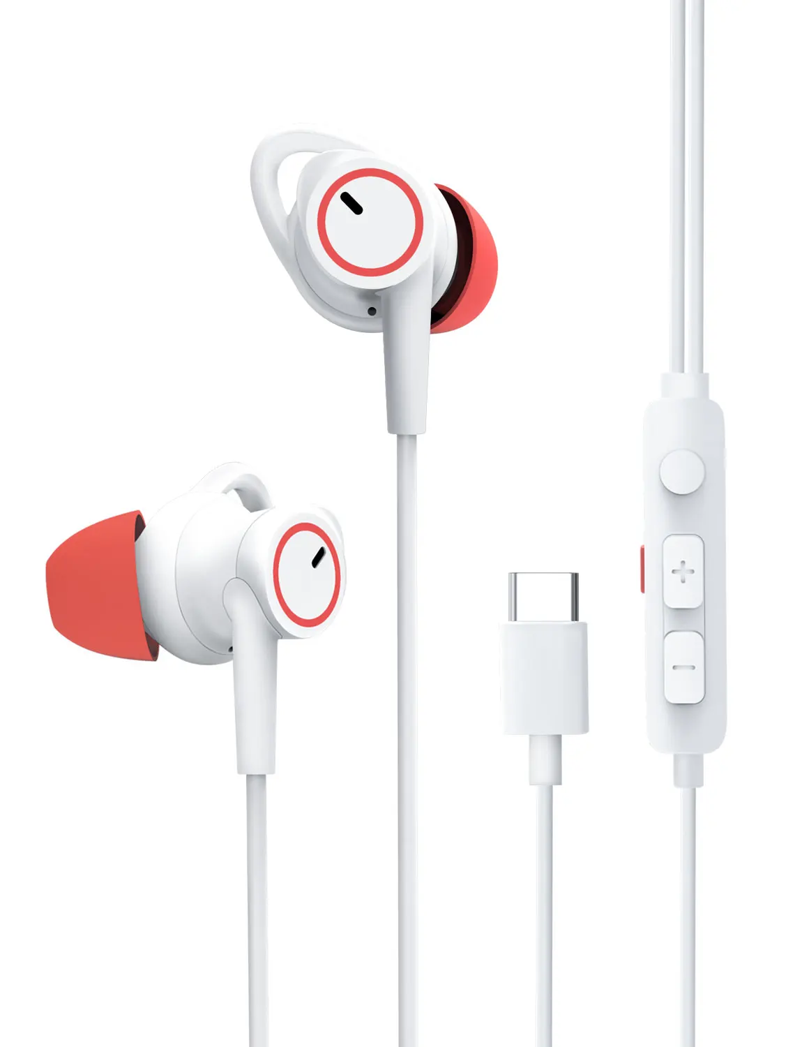 Активные наушники с шумоподавлением, usb type C, вставные проводные наушники с микрофоном, стереогарнитура с ANC для huawei, Xiaomi, samsung - Цвет: Белый