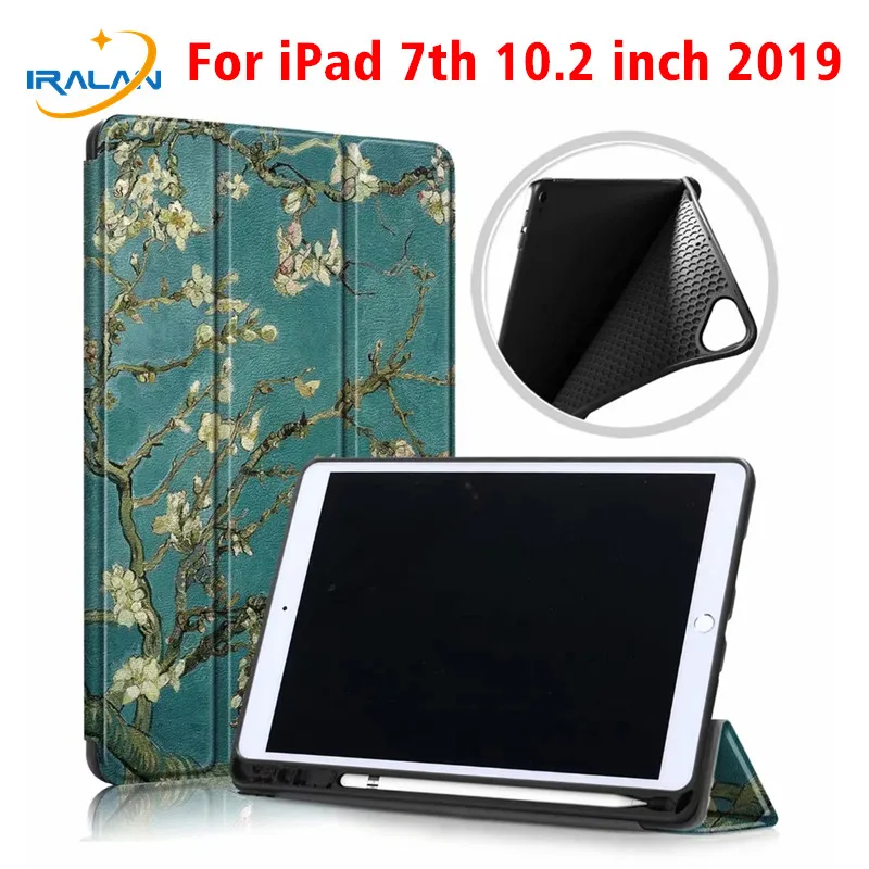 

Tablet Case for New iPad 10.2 2019 Case for iPad 7th Generation Soft TPU Back Cover With Pencil Holder funda Capa+Protector Film