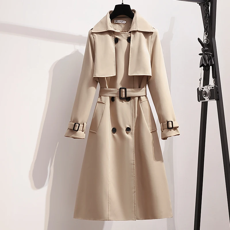 

High-End 2023 Autumn Women Trench Coat With Belt Women Clothes Coat Casaco Feminino Harajuku Abrigo Mujer Long Trench Femme