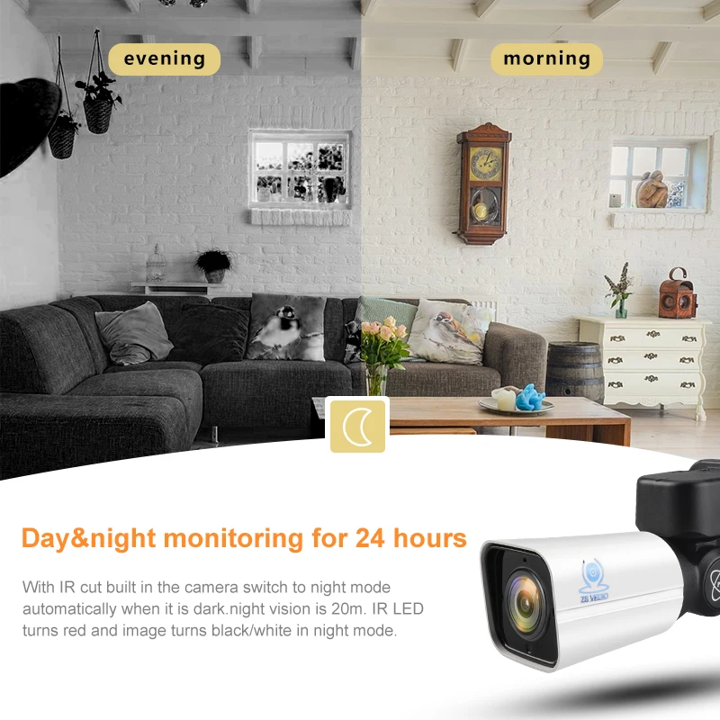  ZSVEDIO Surveillance IP Camera 8CH H.265 PTZ 5.0MP POE 4X Zoom NVR Kit CCTV System Full HD Video Se