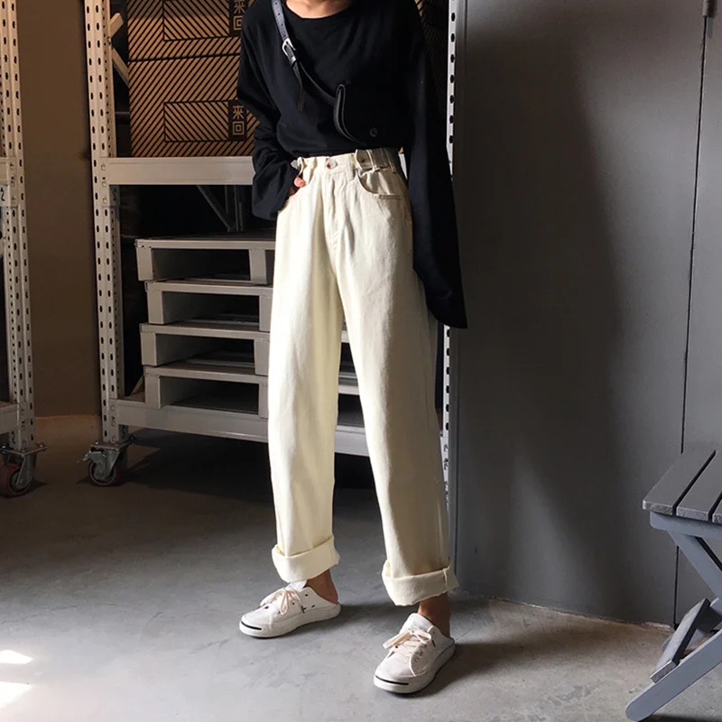 Women Jeans Pants Loose High Waist Vintage wide leg jeans Korean Style Denim All-match Simple Full-length Fashion Vintage Pants Women Jeans Pants Loose High Waist Vintage wide leg jeans Korean Style Denim All-match Simple Full-length Fashion Vintage Pants
