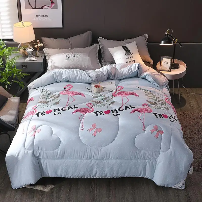 2CF Colourful Washed Polyester Fabric Microfiber Comforter Stitching Print blanket Quilts Fresh Style Quilt 4 Seasons Comforter - Цвет: Армейский зеленый
