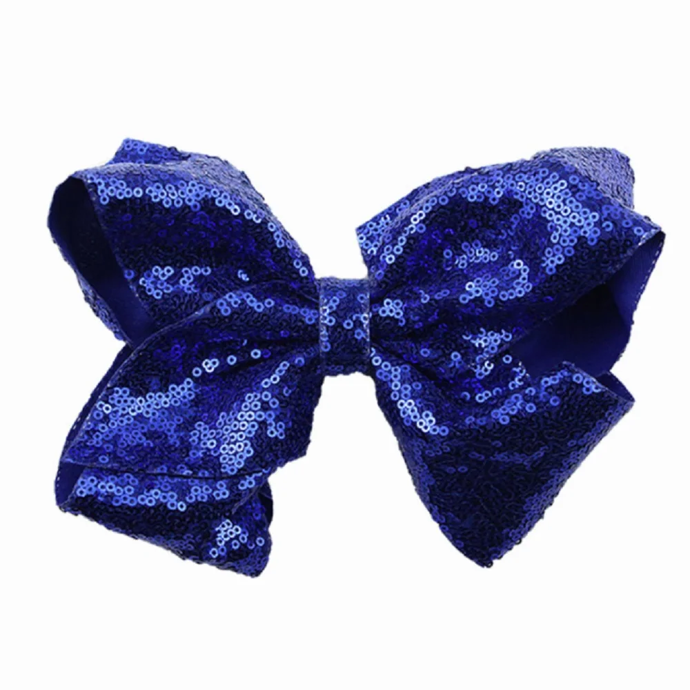 blue Новинка; радужные бантики с блестками и большим бантом для маленьких девочек; заколка для волос - Цвет: blue