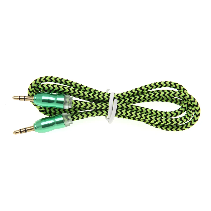 Nylon Braided Audio Cable Jack 3 5 Mm Male To Male Cloth Audio Aux Cable for IPhone Car Headphone Speaker Wire Line 50pcs lot