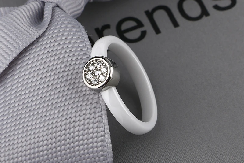 Women Fashion Jewelry Sets Geometric Austrian Crystal Ceramic Rings Earring For Women Wedding Engagment Gift