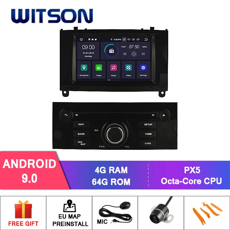 DE со! WITSON Android 9,0 ips Qcta core автомобильный dvd-плеер gps навигация для peugeot 407 2004 4 Гб ram 64 Гб rom gps навигация