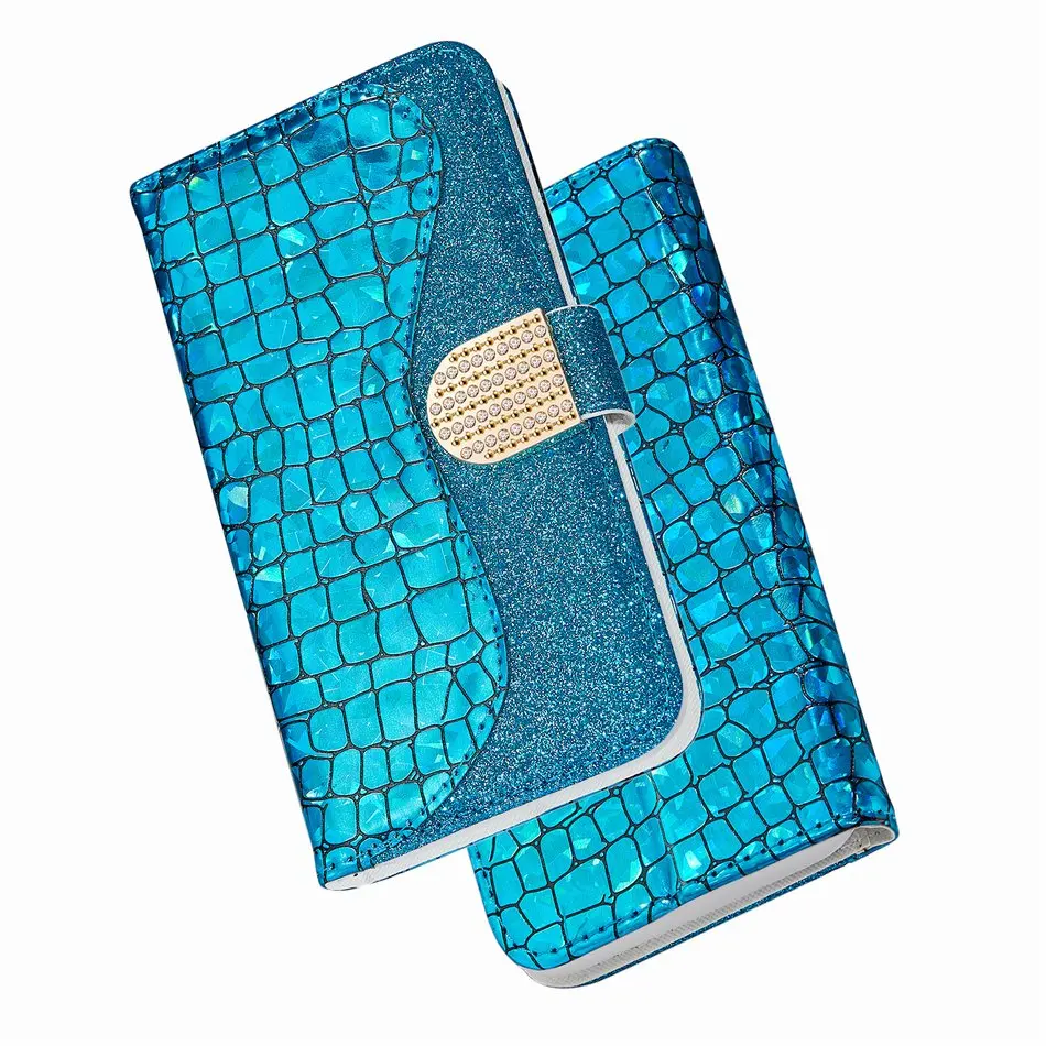 come4buy.com Bling Crocodile Pattern Phone Wallet For Case Samsung Galaxy A50 A60 A70 S20