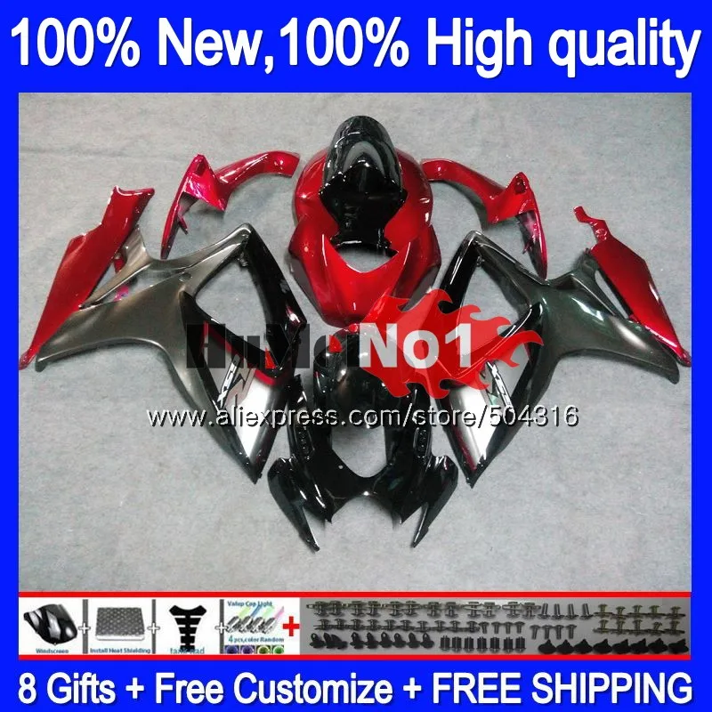 Корпус для SUZUKI GSX R600 GSX-R750 GSXR 600 750 CC 06 07 2006 2007 16MC. 88 черный, красный GSXR-600 K6 GSXR600 GSXR750 06 07 обтекатель