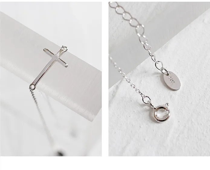 Стерлинговое Серебро 925 пробы, браслет с крестом, Женская цепочка, pulseira feminina, модные женские серебряные браслеты-обручи, 925 ювелирные изделия