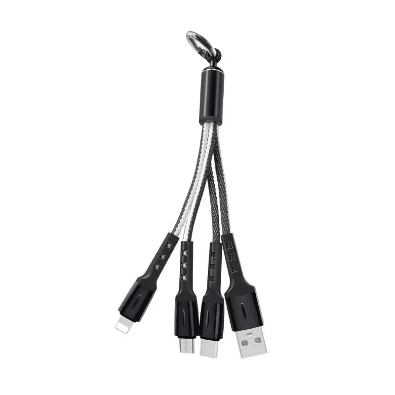 Micro usb зарядный кабель для samsung huawei type c usb кабель для oppo huawei p30 mate20 короткий мульти брелок Быстрая зарядка шнур - Цвет: Black