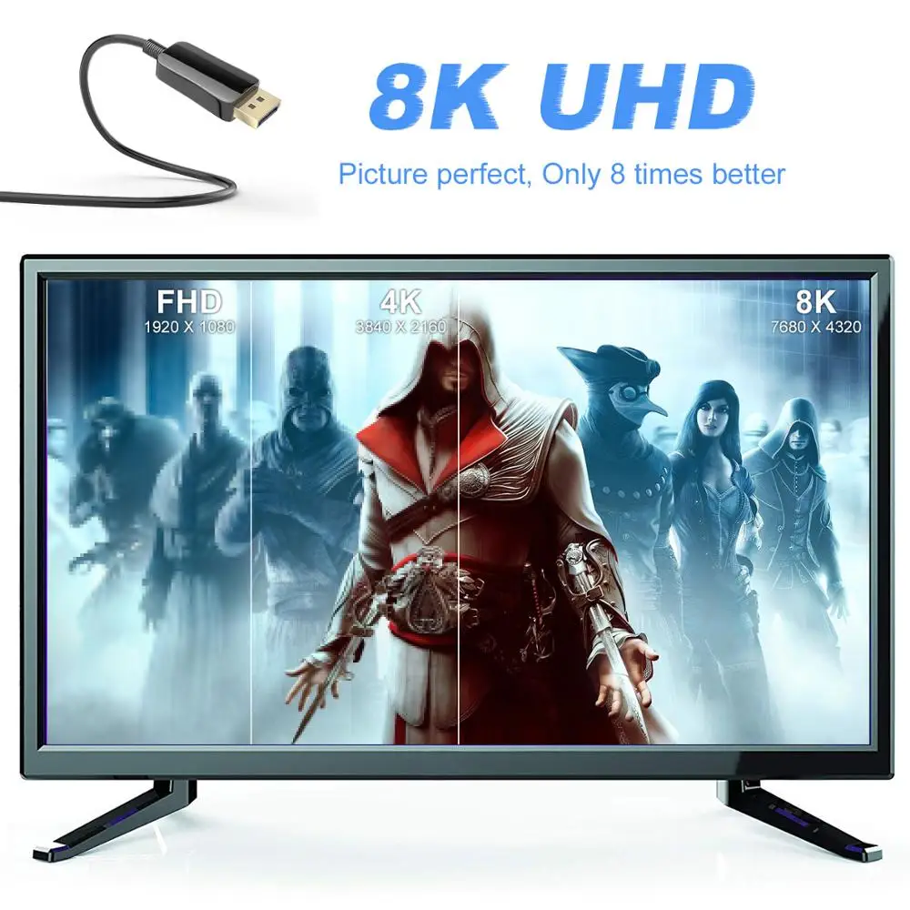Кабель DisplayPort 1 4 8K волоконно оптический кабель DP к 2 порт дисплея 144 Гц для игровых