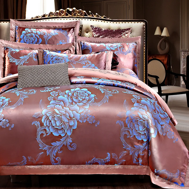 Постельное белье King size с вышивкой, жаккардовое постельное белье для свадьбы, хлопок, пододеяльник, простыня+ пододеяльник+ наволочка