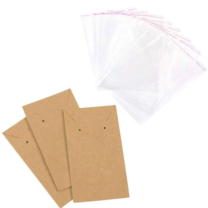 

Earrings And Necklace Display Cards With 100 Self-Sealing Bags Earring Card Holder, Earring Display Cards For Ear Studs,Earrings