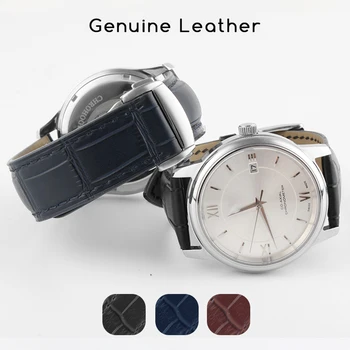 

19/20/21/22mm Real Genuine Matte Leather Watchband For Omega Hours Classic Watch Strap for Ville for AT150 Seamaster Blue Black