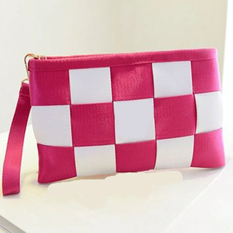 WHWB Safety Seat Belt Special sewing Party Purse Cash Holder Wallet Purse Grid splice high-capacity Fashion and durability - Название цвета: 12