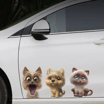 

1PCS Cute Funny Cat Dog Car Body Sticker Animal PVC 3D Car Sticker Car Body Racing Side Door Stickers Auto Vinyl Decals