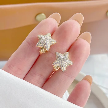 Ins Hot Sale Exquisite Micro Inlaid Zirconia Star Earring for Women Elegant AAA Zircon Anti-Allergy Stud Earrings Jewelry