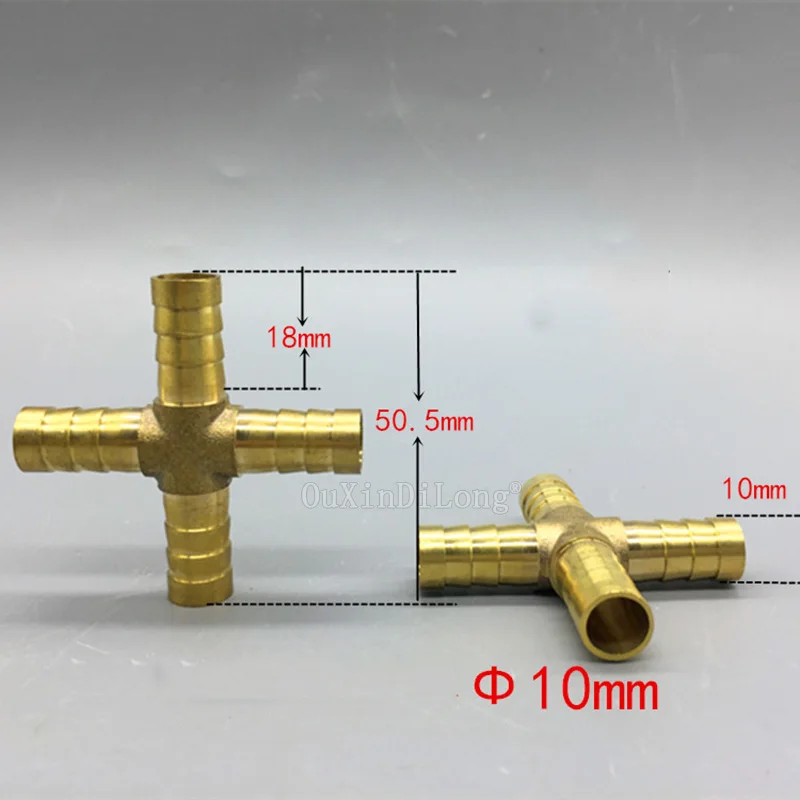 10PCS+ way Brass Barb Pipe Fitting 4 Way Connector For 4mm 6mm 8mm 10mm 12mm 14mm 16mm Hose Copper Pagoda Tube Fittings JF1997