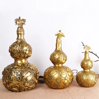 

LAOJUNLU Pure Copper Gourd Good Luck Gourd Ornaments Feng Shui Gourd Home, Small diameter 15 cm high 30 cm weight 2.1 kg