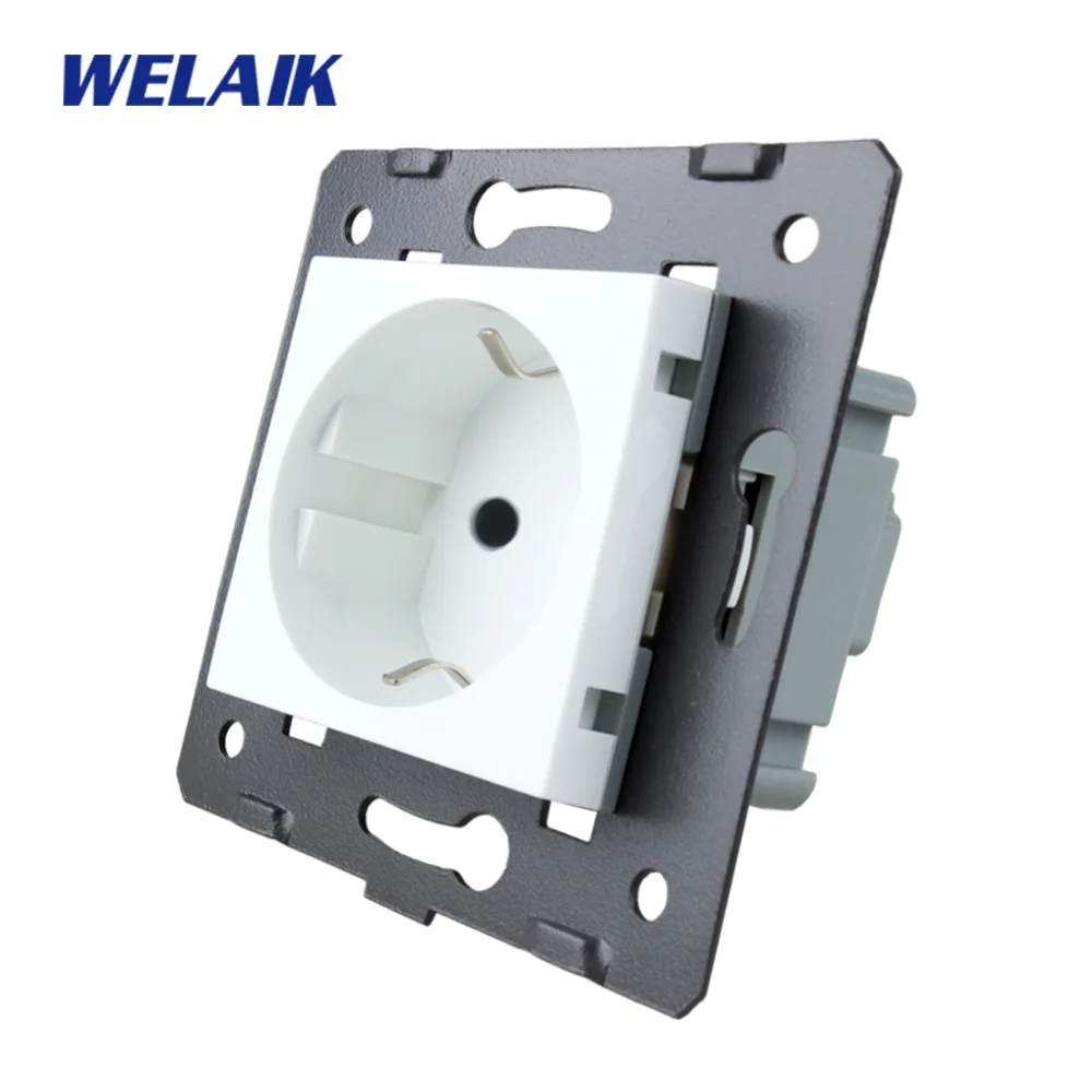 

WELAIK Brand Free Shipping PC Panel EU Wall Power Socket European Standard Outlet DIY Parts AC110~250V 16A A8EW
