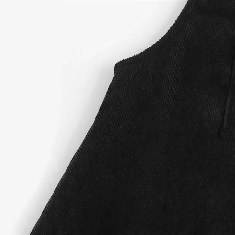 Dotfashion, вельветовое платье размера плюс с передним карманом, для женщин, осень, консервативный дизайн, платья для женщин, повседневное черное платье