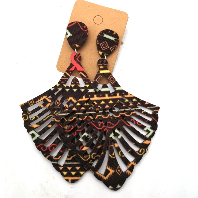 

Free Shipping!Laser Cut Fabric wooden earrings