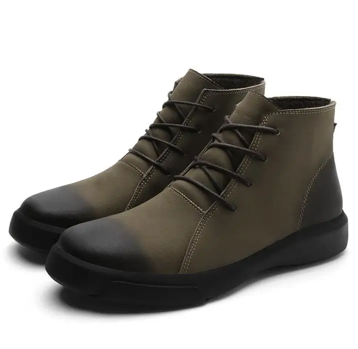khaki leather lining XGRAVITY Новинка; Лидер продаж Новые осень-зима Мужские ботинки модные Для мужчин на шнуровке Повседневная обувь Мягкая мужская обувь бизнес-обувь в римском стиле; обувь в стиле ретро A209 - Цвет: khaki leather lining