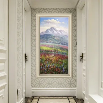 

European hand-painted Oil Painting Decorative Painting Vertical Version Entrance Hallway Mural Paintings Snow Flower Tian Fengji