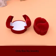 67*53*45mm Romantic Red Velvet Heart Couple Ring Box For Wedding Engagement Ring Box Earrings Necklace Gift Jewelry Display