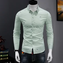 Новинка, мужская хлопковая рубашка, приталенная, модная, с длинным рукавом, повседневная, деловая, мужская рубашка, для офиса, высокое качество, Camisas