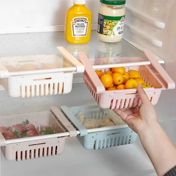 

Adjustable Stretchable Refrigerator Organizer Drawer Basket Refrigerator Pull-out Drawers Fresh Spacer Layer Storage Rack
