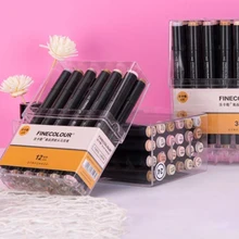 Finecolour EF103 на спиртовой основе маркер для белой доски с коробкой 12/24/36/48/60/72/240 Цвета зубная щетка с двумя головками и мягкий Профессиональный жирная маркеры