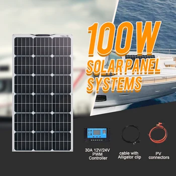 

BOGUANG 18V 100W flexible solar Panel with 0,9m photovoltaic cable 12 battery charge V suitable for car RV House yacht
