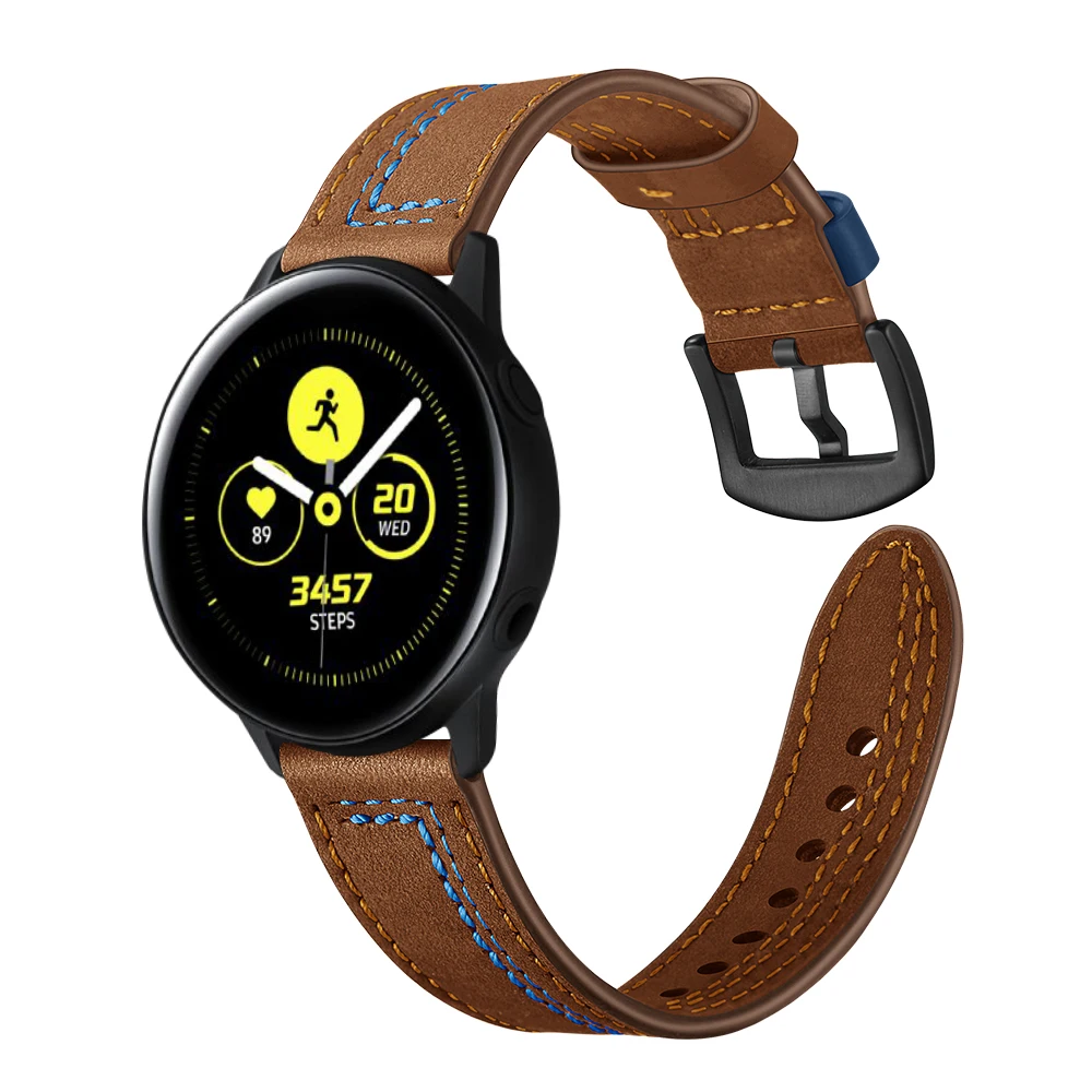 Ремешок из натуральной кожи для samsung Galaxy Watch active 1 2 40 мм 44 мм