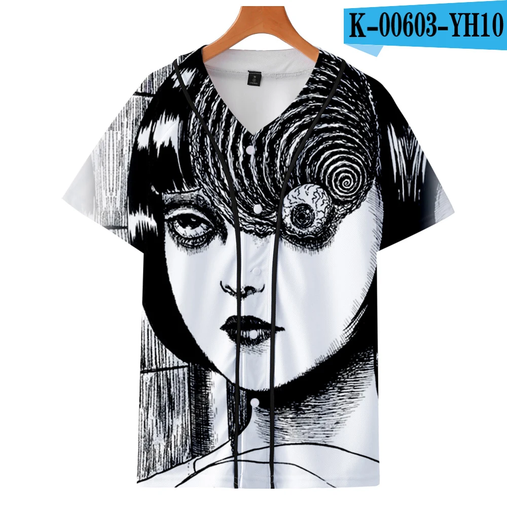 3D бейсбольная форма с коротким рукавом junji ito, 3D летняя гавайская рубашка, мужская повседневная бейсбольная рубашка с коротким рукавом - Цвет: YH10