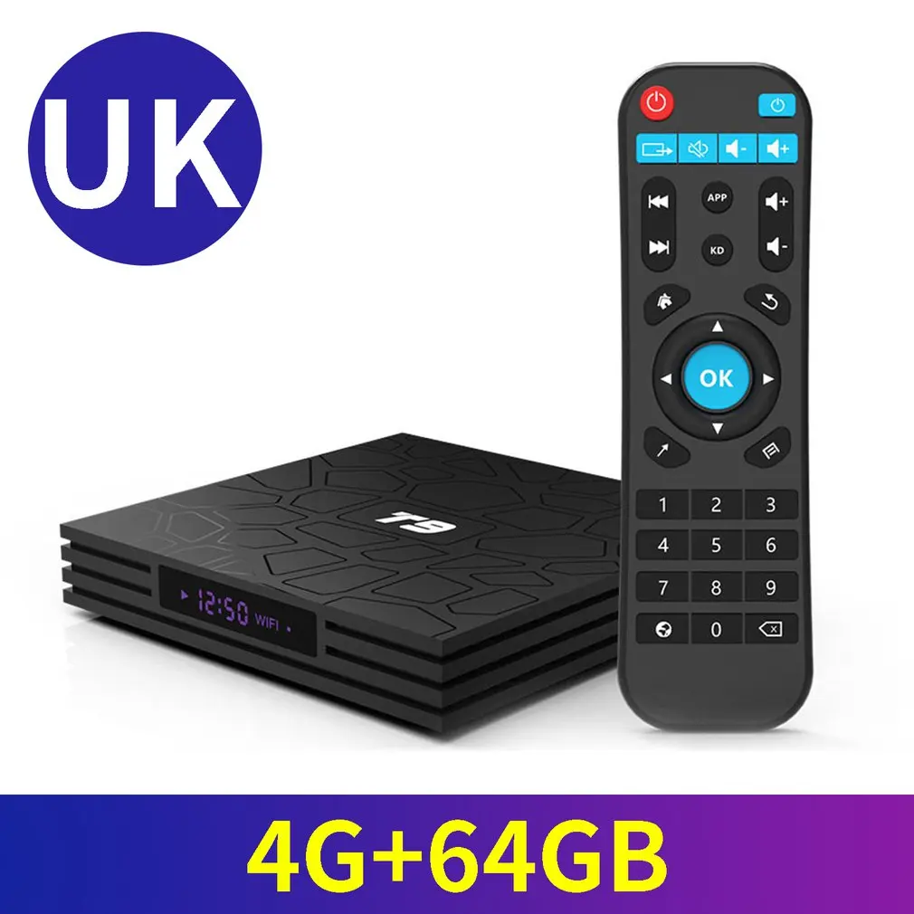 T9 ТВ приставка Android 8,1 четырехъядерный 4,0 ТВ приставка 4K Smart 17,6 HD медиаплеер UE EU UK AU Plug Android приставка набор