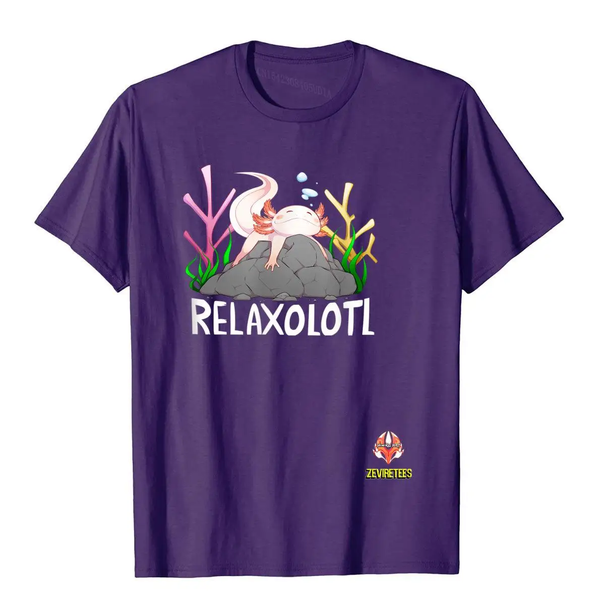 Relaxolotl a cute relaxing axolotl on a rock T-Shirt__B6705purple