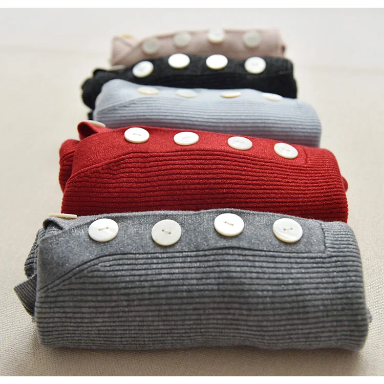 Новинка, свитер с v-образным вырезом и пуговицами, тонкий свитер с высоким воротником, верхняя одежда без подкладки, свитер для улицы