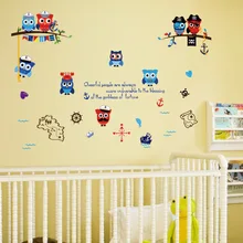 Настенные наклейки оптом SK7103 Пиратская Сова Детская комната спальня шкаф фон для детского сада украшения настенные наклейки