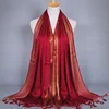 2024 Luxury Brand Women Gold Cotton Solid Color Muslim Head Scarf Shawls and Wraps Glitter Pashmina Bandana Female Foulard Hijab 6
