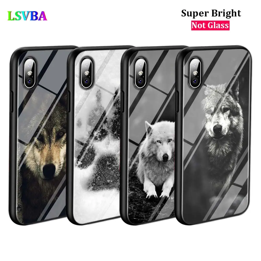Черный Модный черный чехол с волком для iPhone 11 11Pro X XR XS Max 8 7 6 6S Plus 5S 5 SE глянцевый