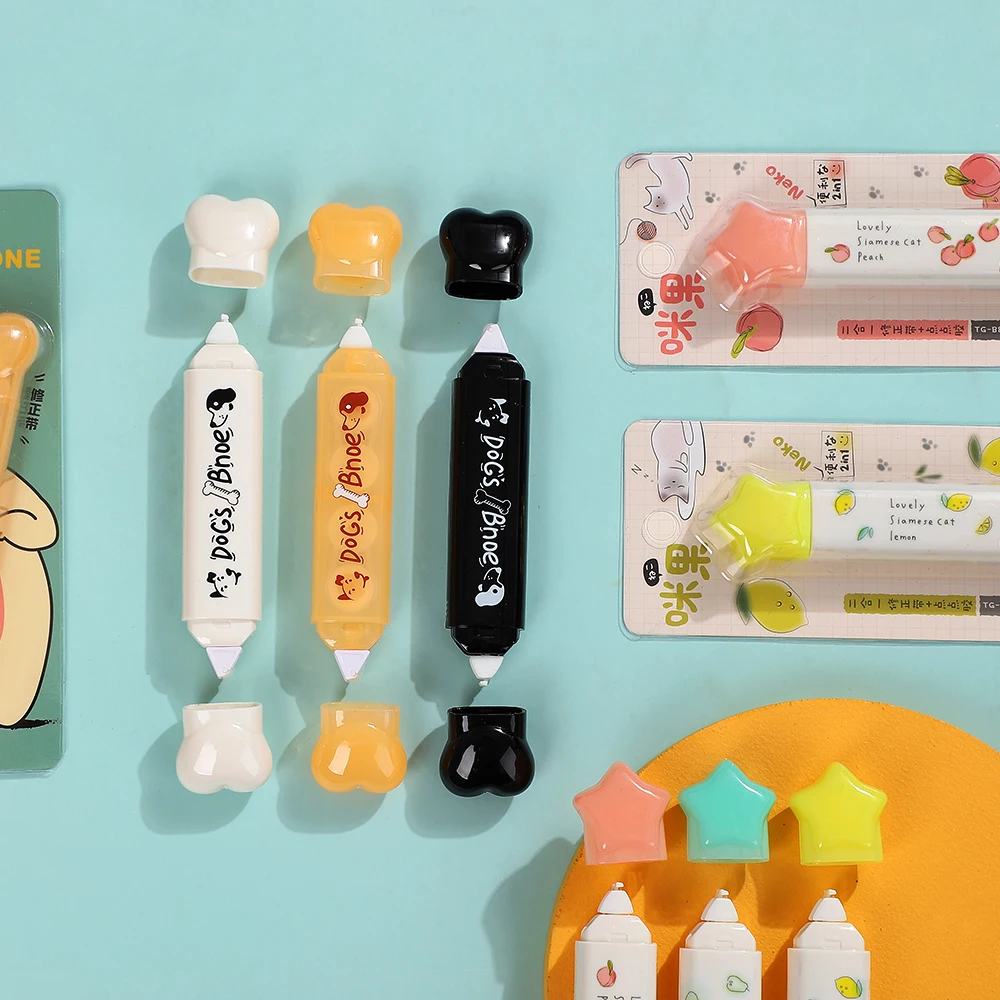 

1 Pcs Random Dog Bones Star Correction Tape and Point Glue Two In One Creative Portable Correction Tape School Stationery Kawaii