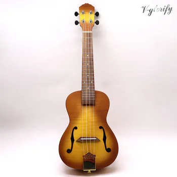 

sunburst color full flame maple wood body acoustic ukulele guitar 18 frets 21 inch 4 string children mini guitar