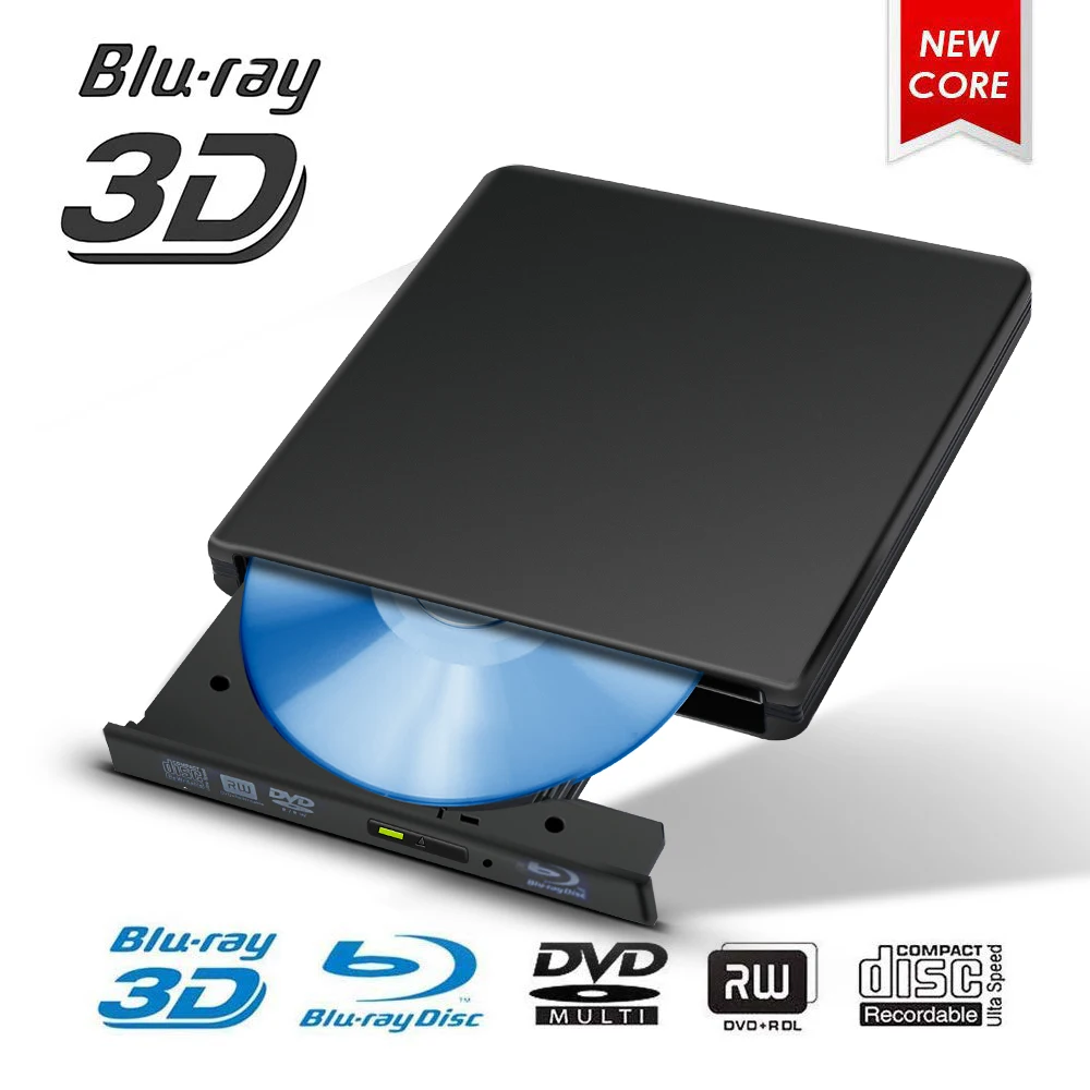 Blu-Ray USB 3,0 внешний BD/CD/DVD привод горелки полированный металл хром для Mac/Windows 10/ноутбук/ПК оптический привод плеер писатель